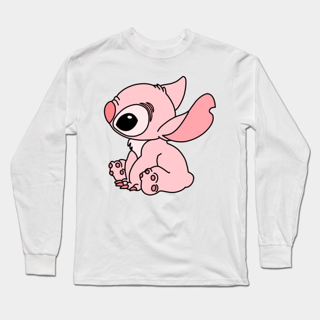 Pink-themed Stitch Long Sleeve T-Shirt by destinybetts